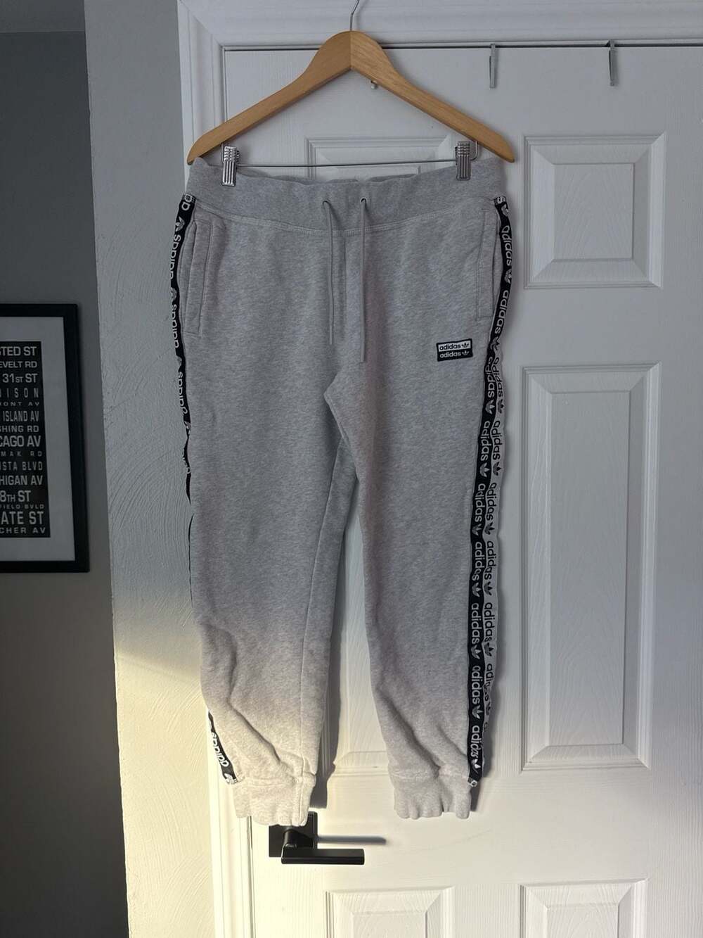 Adidas Originals R.Y.V. Logo Tape Joggers Grey Size L